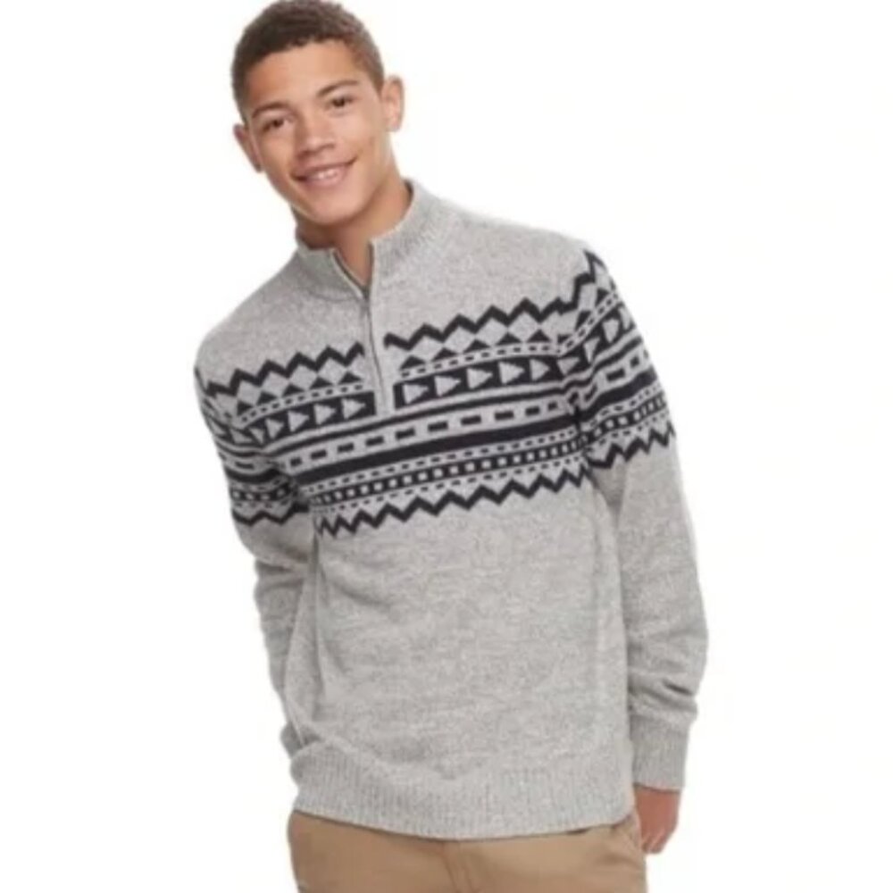 Urban Pipeline Men's Sweater Gray Pullover Geometric Print size M